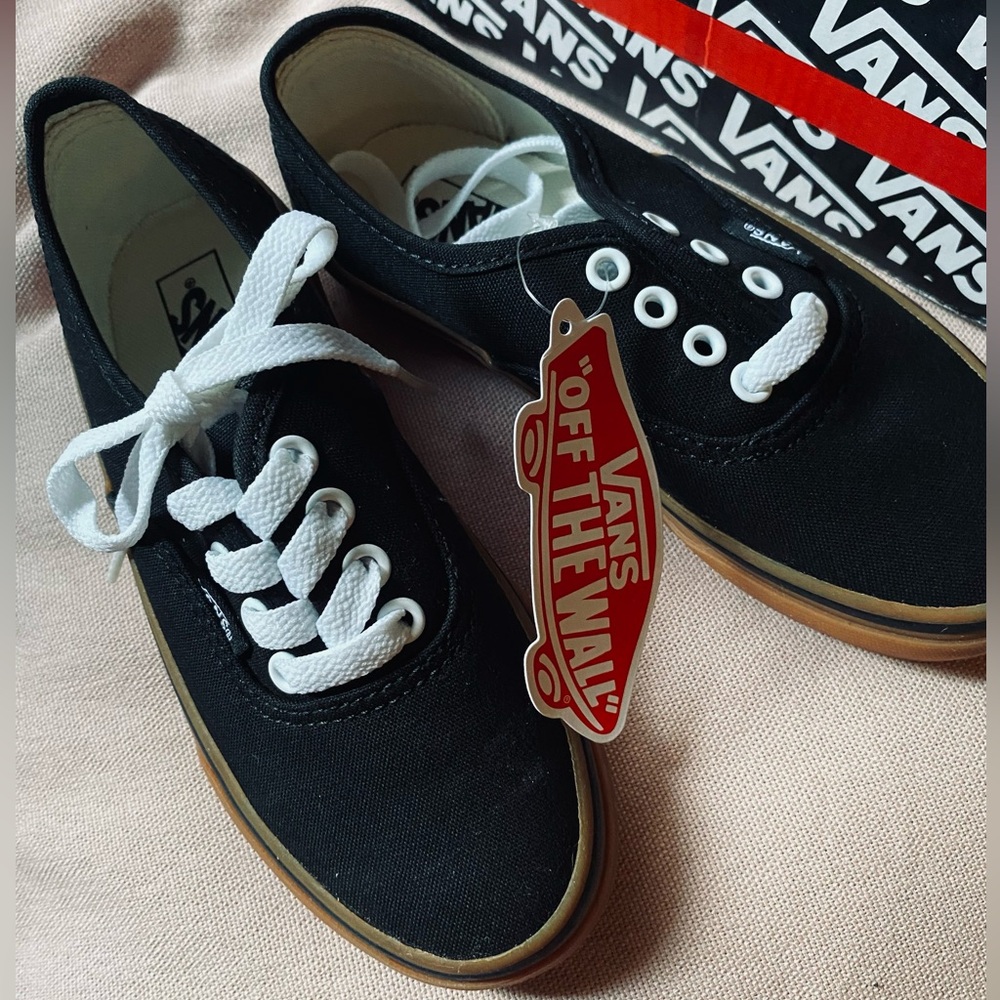 Kids Vans Black and White Canvas Shoes